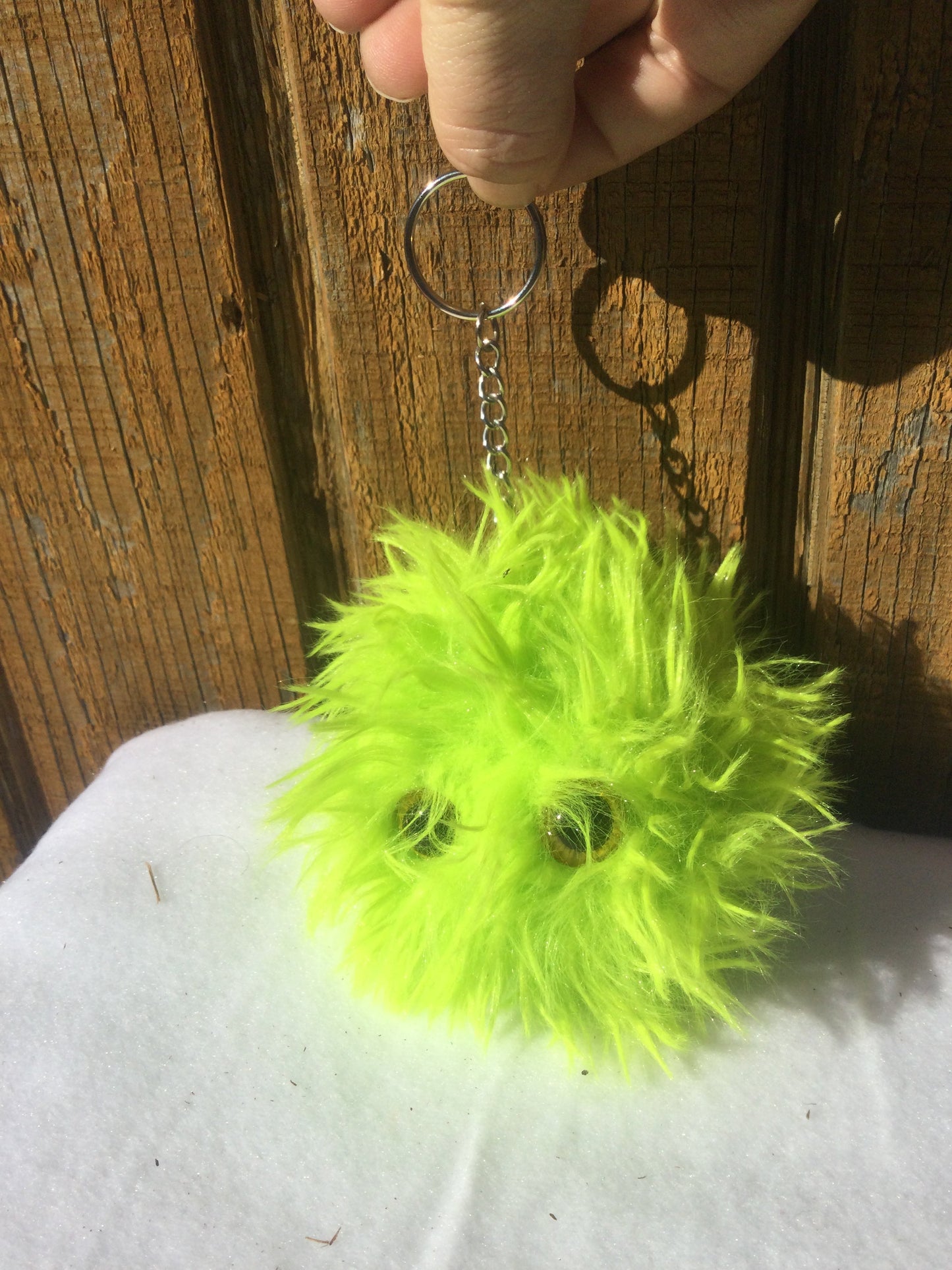 Fuzzy Green Keychains