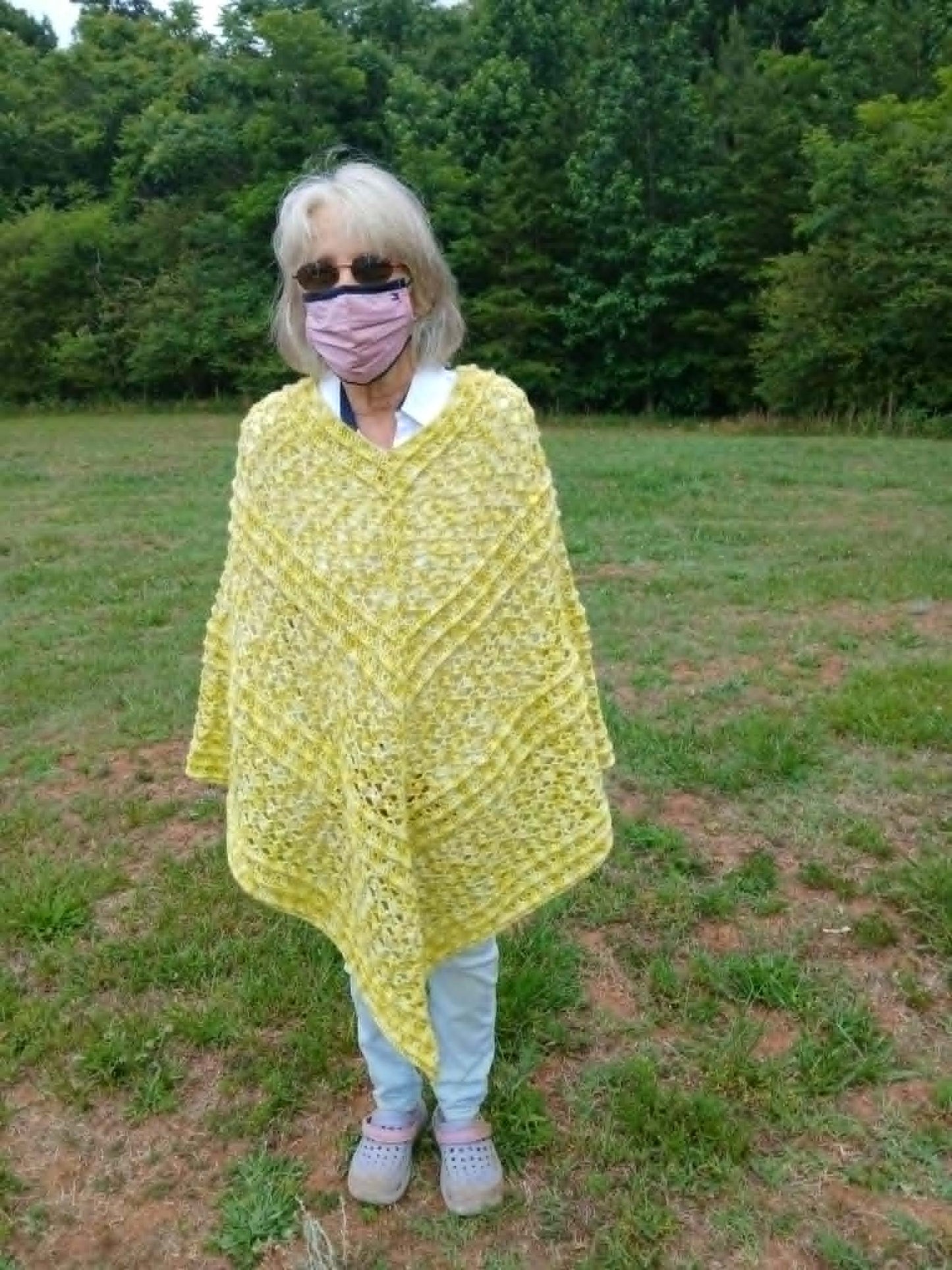 Green Caribbean Memories Hand-Crocheted Poncho
