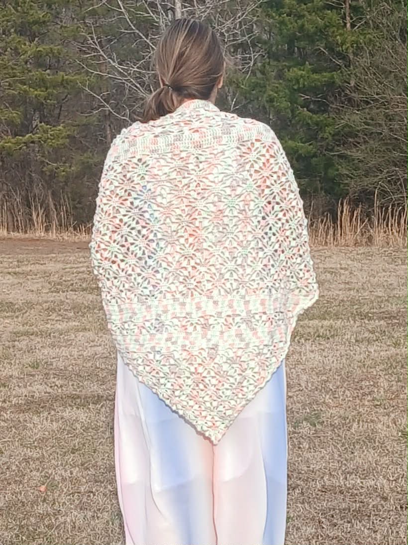 The "Ethereal Mist" Hand-Crochet Triangle Shawl