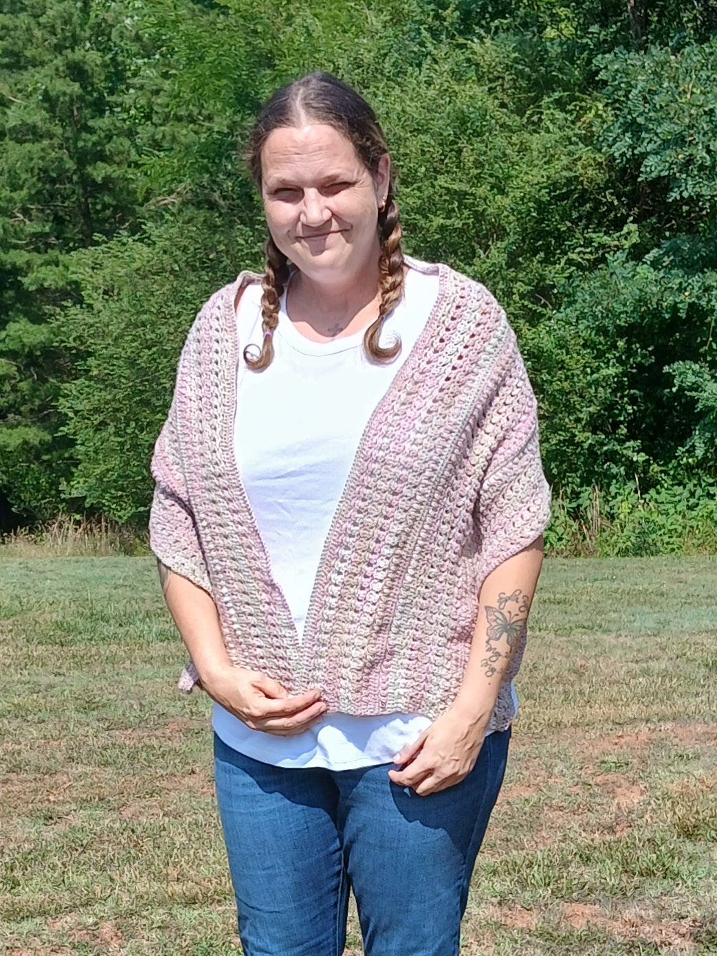 Handmade Crochet Friendship Wrap – Soft Heathered Pastel Wrap
