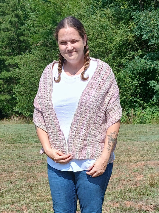 Handmade Crochet Friendship Wrap – Soft Heathered Pastel Wrap