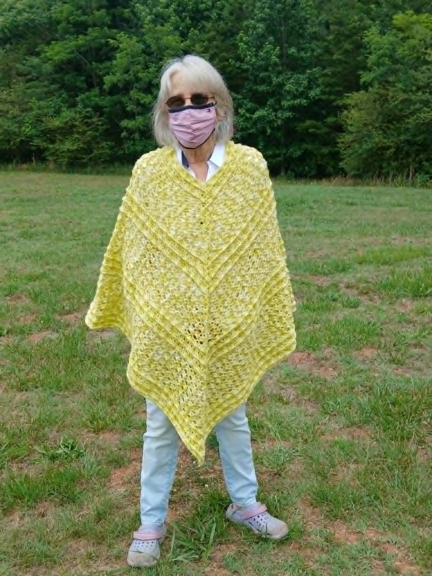 Green Caribbean Memories Hand-Crocheted Poncho