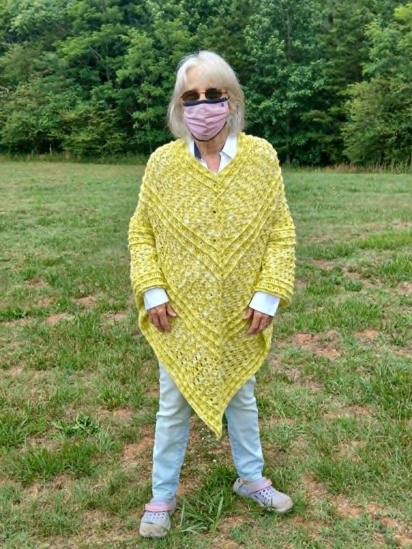 Green Caribbean Memories Hand-Crocheted Poncho