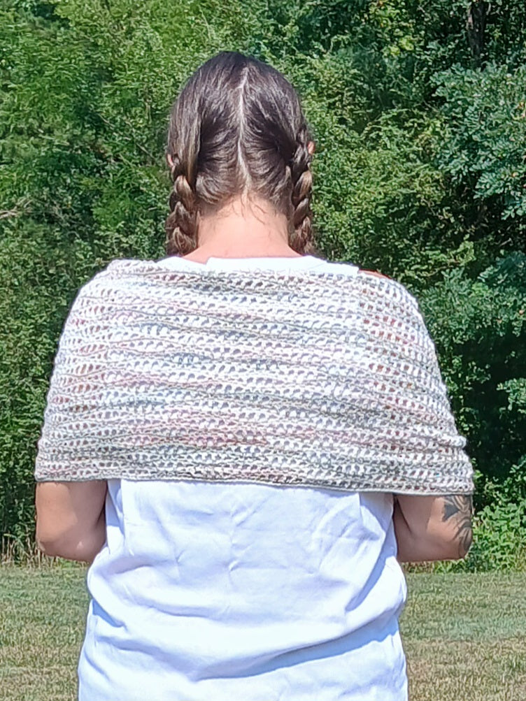 Handmade Crochet Loganberry Wrap – Lightweight Earth-Tone Lace Shawl