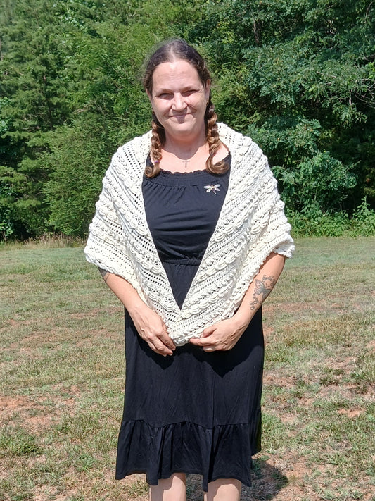 The Lost in Time Vintage Bridal Shawl – Hand-Crocheted Wedding Wrap ("Simply Elegant" Collection)