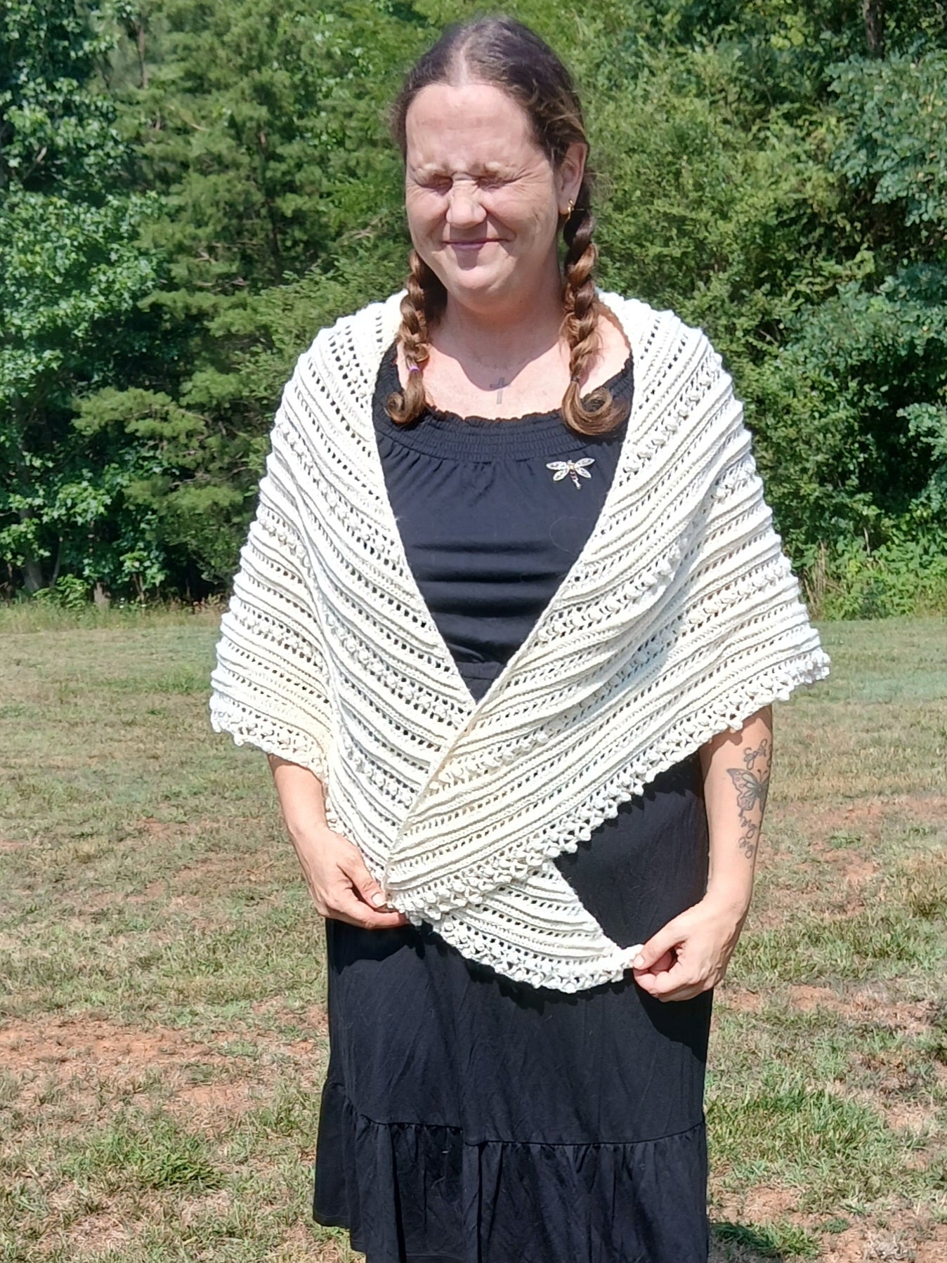 The "Secret Paths" Elegant Bridal Shawl – Hand-Crocheted Wedding Wrap ("Simply Elegant" Collection)