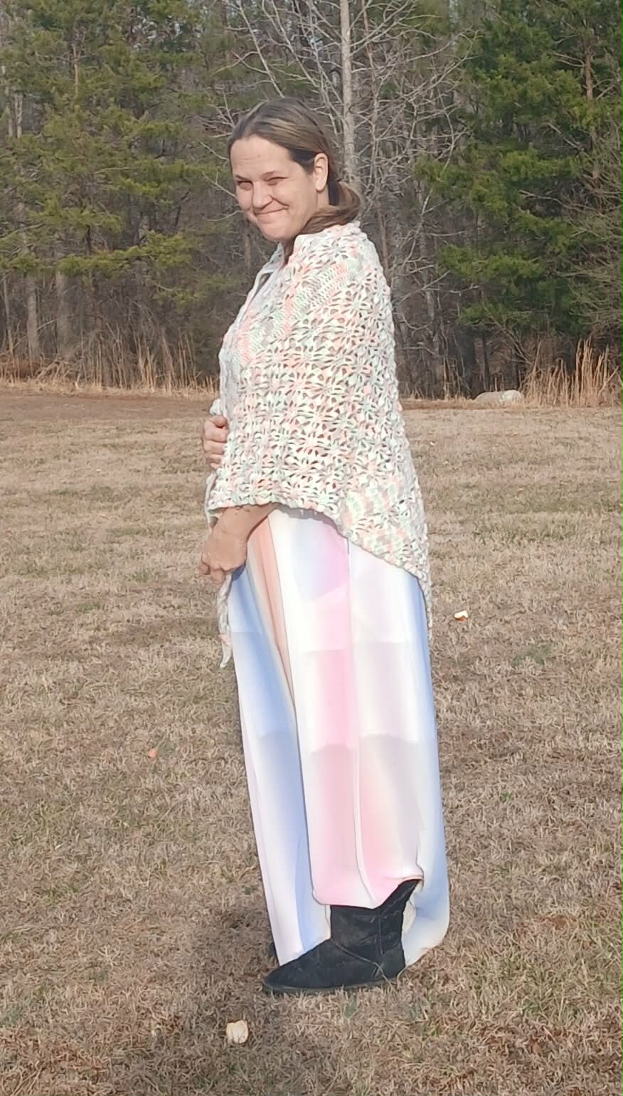 The "Ethereal Mist" Hand-Crochet Triangle Shawl